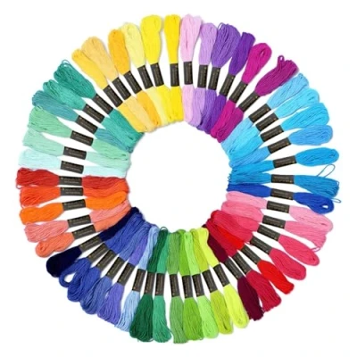 Image de MXTIMWAN Fils Bracelet Brésilien kit,Kit Fil Broderie Embroidery Floss, 8m, 6 brins,Fil Bresiliens pour Set Point de Croix et Broderie,Fils à Kit,Fils Coudre des Outils Accessoires