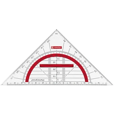 Image de Brunnen Colour Code 104975923 Triangle de géométrie/Équerre pour l&#039;école et bureau 16 cm, incassable, poignée ergonomique en rouge