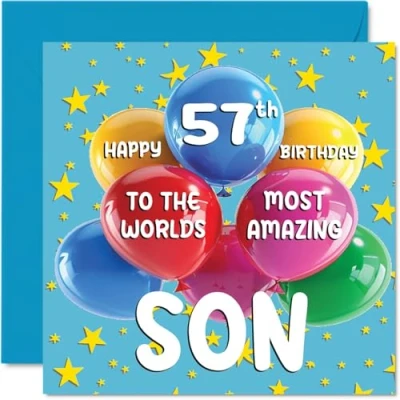 Image de Stuff4 Carte d&#039;anniversaire 57 ans pour fils World&#039;s Most Amazing Son de la part maman papa, 145 mm x mm,