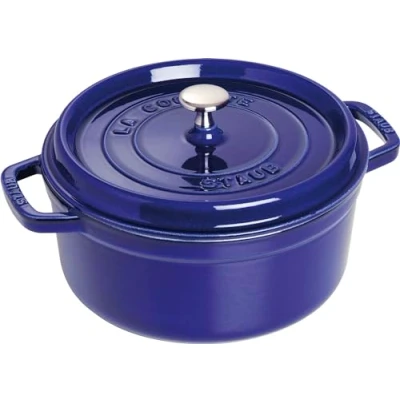 Image de STAUB Cocotte en Fonte Émaillée avec Couvercle, Tous feux dont induction, 4 à 5 personnes, Ronde, 26 cm, L, 6 kg, Bleu Intense