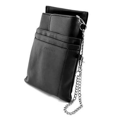 Image de nean Serveur Argent Porte Monnaie, Portefeuille avec Pochette, Holster Insert et chaîne, Noir
