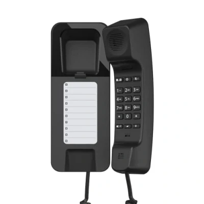 Image de Gigaset Desk 200 Téléphone Filaire Ultra Compact avec Cordon Extensible 10 numéros abrégés Rappel du dernier numéro Compatible Les appareils auditifs, Noir