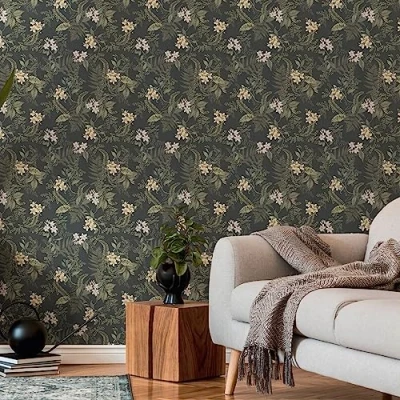 Image de Livingwalls WTD 394244 Papier peint intissé Motif floral Noir/vert foncé 10,05 m x 0,53 pour 5,33 m²