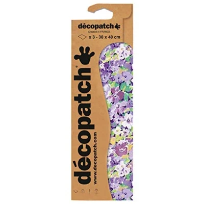 Image de Décopatch C828C Une pochette de 3 feuilles papier imprimé 30x40 cm, Floral violet