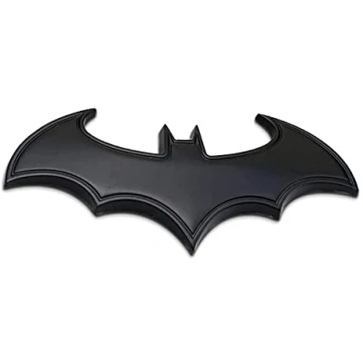 Image de Emblème de voiture Batman en acier inoxydable avec symbole Batarang 3D (Noir)