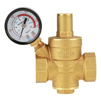 Image de Samfox Régulateur De Pression, Réducteur Pression D&#039;eau Réglable En Laiton Dn20 Soupape Décharge Avec Manomètre