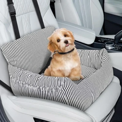 Image de Otauoaea Siege Auto Chien Petite Taille, Panier Voiture Sûr et Confortable, pour avec Coussin Dehoussable Lavable, Laisse de Sécurité à Clip, Sac Rangement