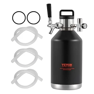 Image de VEVOR Tireuse à Bière Portable 4 L Mini Growler Pression Réglable 0 30 PSI Fût Isotherme en Inox pour Garder la Fraîcheur et Carbonatation de Camping Pique Nique