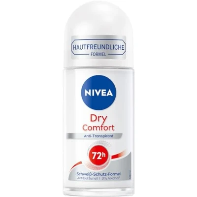 Image de NIVEA Déodorant à bille Dry Comfort (50 ml), anti transpirant fiable avec minéraux pour une sensation de peau sèche, protection 72h et formule Dual Active