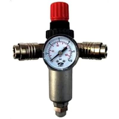 Image de FIAC Régulateur de Pression avec Manomètre, Filtre, 2xRaccordo Universel, Raccord 3/8&quot; M, Presse. Max 12 Bar, Débit 180 l/min. Idéal pour montage sur réservoir compresseur