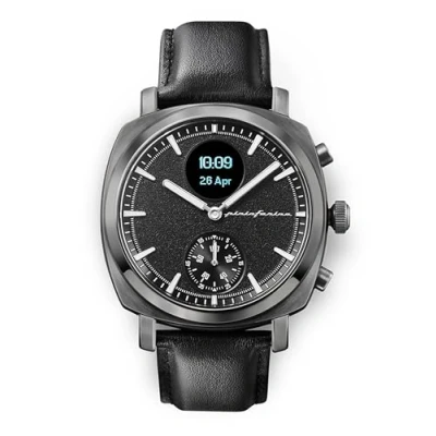 Image de pininfarina Senso Hybrid Smartwatch Montre Analogique avec Affichage Numérique Fréquence Cardiaque, ECG, Oxygène, Pas, Calories, Sommeil, Activités Boussole et GPS Gris Ardoise