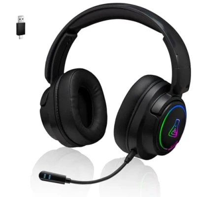 Image de The G Lab Korp Iridium Casque Gaming sans Fil 2.4GHz &amp; Bluetooth, Audio Haute Qualité, Micro Détachable, Autonomie 45H, RGB, Oreillettes Similicuir PS5,PS4,PC, Android, iOS New