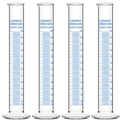 Image de Labasics Verre Cylindre Gradué (4 Paquet) 250 ml, Graduated en Borosilicaté Cylinder de Mesure Éprouvettes Cylindriques