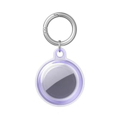 Image de ISKIP Étui Étanche pour Apple AirTag, Housse à 360 avec Porte clés AirTag Étuis (Transparent Violet)