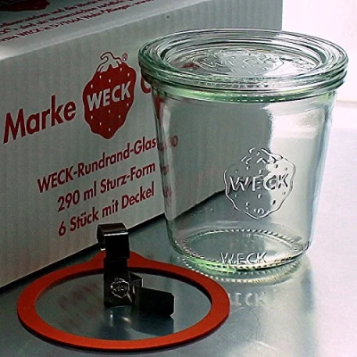 Image de Weck Lot de 6 bocaux en verre 290 ml forme goutte RR80 dans une boîte originale Transparent