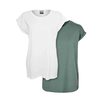 Image de Urban Classics Extended Shoulder 2PACK Tshirt basique, Femme, Taille: 3XL, White paleleaf