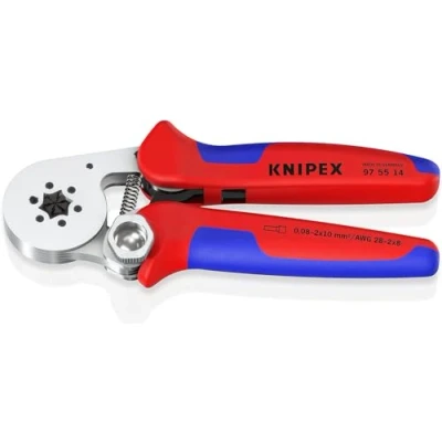Image de KNIPEX pince à sertir auto ajustable pour embouts de câble, 0,08 16 mm²/2x10mm², compression hexagonale, outil sertissage, sertir, 97 55 14