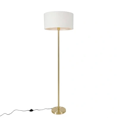 Image de Qazqa simplo stof Lampadaire avec Abat Jour 1 lumière H 170 cm Doré/Laiton Design, Moderne éclairage intérieur Salon I Chambre Cuisine Salle à manger