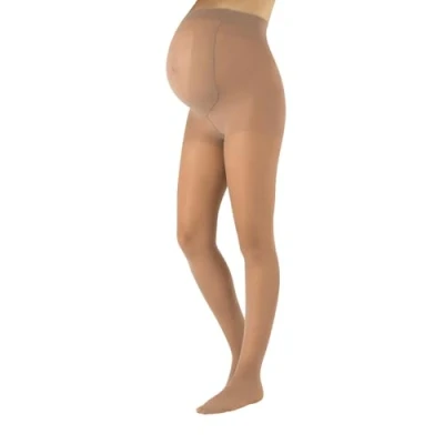 Image de CALZITALY Collant de Maternité Maintien 8 mm/Hg Collants Voile Soutien Grossesse Noir, Naturel S, M, L, XL 20 DEN Made in Italy (M, Powder)