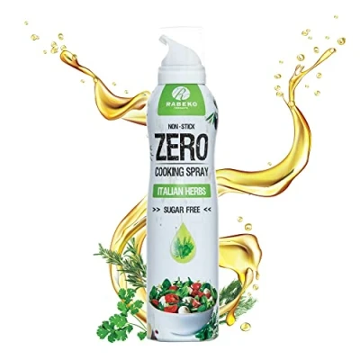 Image de Rabeko Zero Spray de cuisson faible en calories HERBES ITALIENNES 800 portions, 2 kcal par pulvérisation pour frire, griller et cuire sans additifs, sucresans gluten