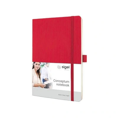 Image de SIGEL CO325 Carnet de notes premium ligné, A5, couverture souple, rouge Conceptum