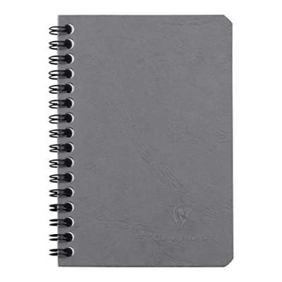 Image de Clairefontaine 785965C Collection Age Bag Un Carnet à Spirale Gris 9x14 cm 100 Pages Lignées Papier Blanc 90 g Couverture Carte Lustrée Grain Cuir