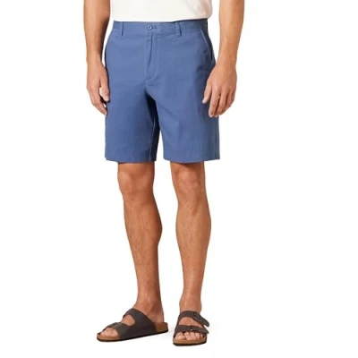 Image de Amazon Essentials Short Chino Confortable en Tissu Extensible, Entrejambe 23 cm, Coupe Classique Homme, Bleu Foncé, 29W