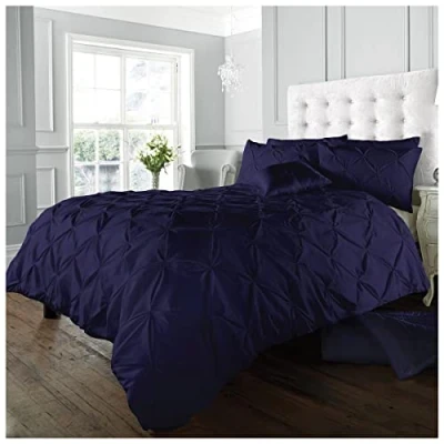 Image de GC GAVENO CAVAILIA Couette Alford Parure de lit plissée en Polycoton, Polyester Coton, Bleu Marine, Double