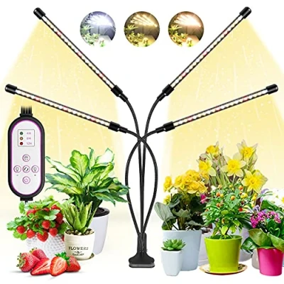 Image de wolezek Lampes de Croissance, 80 LEDs Lampe pour Plante, LED Horticole 660nm 3000K 5000K Spectre Complet Automatique 4H/8H/12H Floraison et Fructification