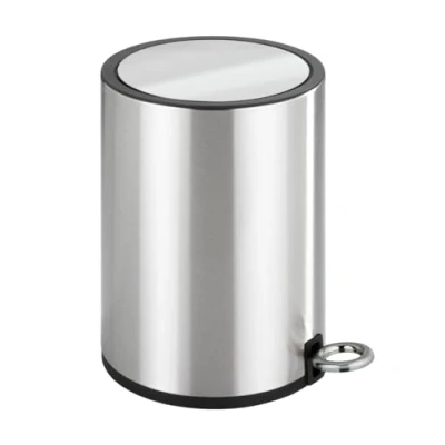 Image de WENKO poubelle à pédale Monza Easy Close finition brillante acier inox cosmétique pédale, avec système d&#039;abaissement automatique Brillant