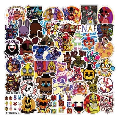 Image de 50pcs Five Nights at Freddy&#039;s Stickers Vinyle autocollants imperméables pour ordinateur portable, pare chocs, planche à roulettes, bouteilles d&#039;eau, ordinateur, de jeu terreur