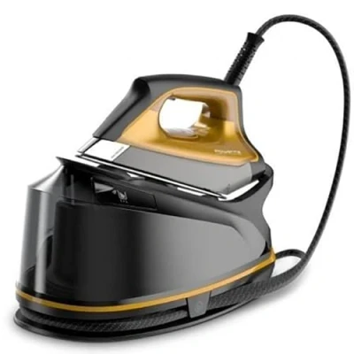 Image de Rowenta DG7644 Compact Steam Pro Centrale vapeur 2200 W, effet pressing 325 g/min, capacité du réservoir 1100 ml Noir/jaune