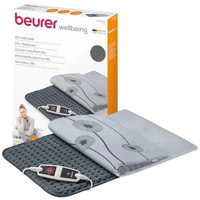 Image de Beurer HK 125 Coussin chauffant, format XXL, avec 6 réglages de température, arrêt automatique et interrupteur à LED, lavable en machine, gris