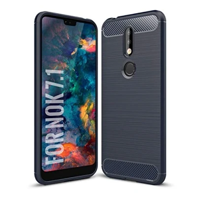 Image de SCL Coque Compatible avec Nokia 8.1 pour Case [Bleu], Texture en Fibre de Carbone Brossée, Technologie Anti Rayures et D&#039;absorption Chocs