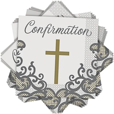 Image de Unique Confirmation Luncheon Napkins Gold Pcs. Serviettes de table Doré 16 pièces, 74873