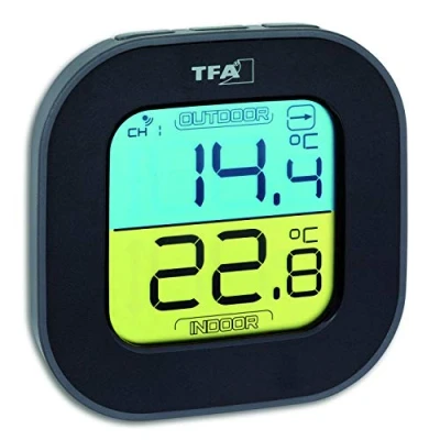 Image de TFA Dostmann numerique Thermomètre FUN, 30.3068.01, avec capteur extérieur Radio piloté, intérieur/extérieur, numérique, flèches de Tendance, noir