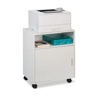 Image de Relaxdays Caisson de Bureau, Armoire avec 3 Compartiments, Porte, H x L P : 57 48 34 cm, Blanc