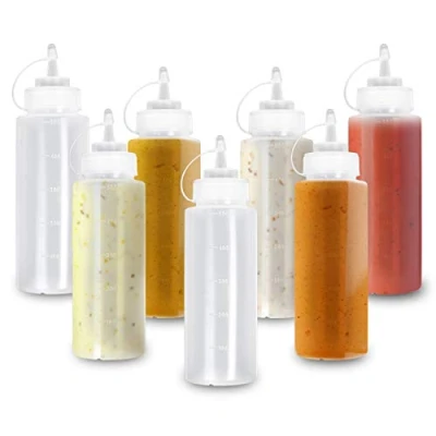 Image de MATANA 8 Grandes Bouteille à Sauce, Condiments, Flacons Plastique avec Bouchon, 500ml Solide &amp; sans BPA