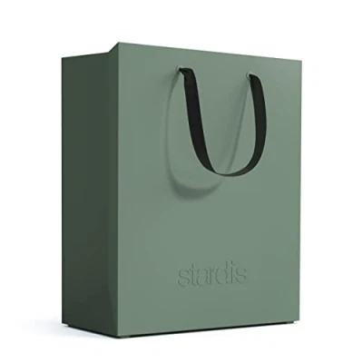 Image de stardis binbox, corbeille à papier design rectangulaire, élégant bac papiers avec poignées pour bureau, poubelle de bureau en plastique, vert sauge