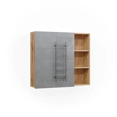 Image de Vicco Armoire de Toilette Rudi, Vert Menthe/Chêne, 90 x 80.9 cm avec Porte et Compartiments Ouverts