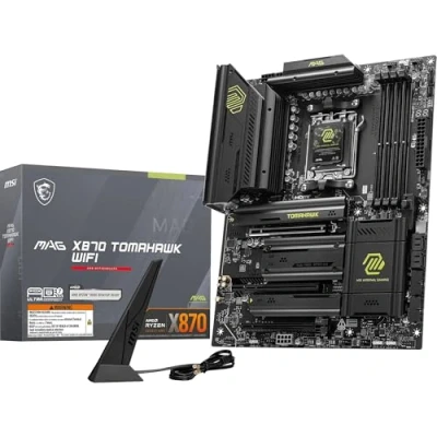 Image de MSI MAG X870 Tomahawk WiFi Carte mère, ATX pour processeurs AMD Ryzen 9000/8000 / 7000, AM5 VRM 80A SPS, DDR5 Memory Boost 8400+MT/s (OC), PCIe 5.0 x16 &amp; 4.0 x16, M.2 Gen5, Wi FI 7, 5G LAN
