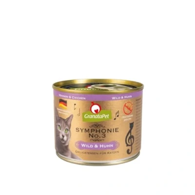 Image de GranataPet Symphonie No.3 Nourriture pour Chat Sauvage et Poulet sans céréales ni sucres ajoutés Filet en gelée Naturelle Humide délicate Chats 6 x 200 g