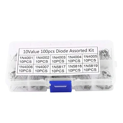 Image de 100Pcs Kit d&#039;Assortiment Électronique de Diode Redresseur Fuite à 10 Valeurs avec la Boîte 1N4001 1N4007 1N5817 1N5819