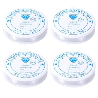 Image de YPYMOD 4 Rouleaux de Fil élastique Transparent, Utilisés pour Bracelets, Perles, Fabrication Bijoux, L&#039;artisanat, Colliers,etc.(1,0 mm 5 M, 0,8 8 0,6 12 0,4 15 M)