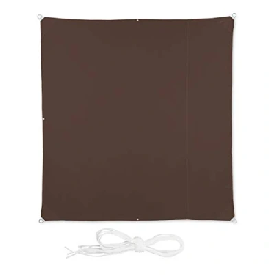 Image de relaxdays Voile d’ombrage carré diffuseur d’Ombre Protection Soleil Balcon Jardin UV lxP 2x2 m Toile imperméable, Brun, Marron, 2 x