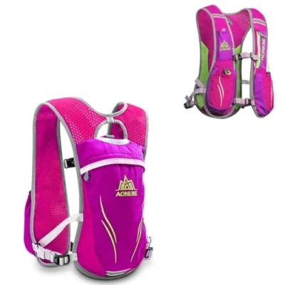 Image de AONIJIE sac à dos d&#039;hydratation professionnel 5,5 l pour activités en plein air, marathonien, course pied, (rose, taille unique)