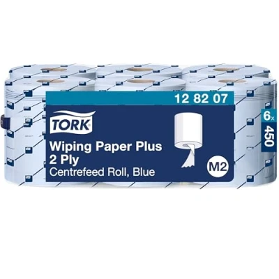 Image de Tork 128207 Papier d’essuyage Advanced Bleu 2 plis lot de 6 rouleaux x 157,7 m
