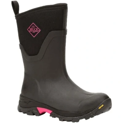 Image de Muck Boots Femme Arctic Ice Mid AGAT Botte de Pluie, Noir Rose Vif, 39 1/3 EU