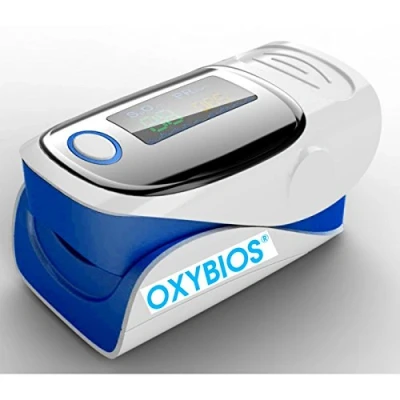 Image de DOIGT OXYMETRE de POULS BLEU &quot;Tout en Un&quot; portable et Cardiofréquencemètre avec notice français. Analyse mesure la saturation oxygène dans le sang SpO2 Moniteur fréquence cardiaque