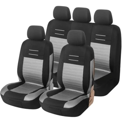 Image de upgrade4cars Housse de Siege Voiture Universelle Noir Gris Ensemble Housses Siège Auto Universel Couvre Sieges pour Avant et Arrière